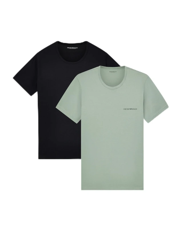 Emporio Armani Men's Pure Cotton 2-Pack Crew Neck T-Shirt Black S