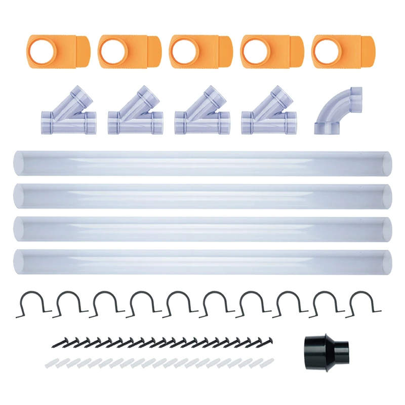 POWERTEC 70304 2-1/2” Dust Collection Fittings Network w/Reducer, Blast Gates, Pipes, 90-Degree Elbow Connector, Y-Fittings, Mounting Brackets