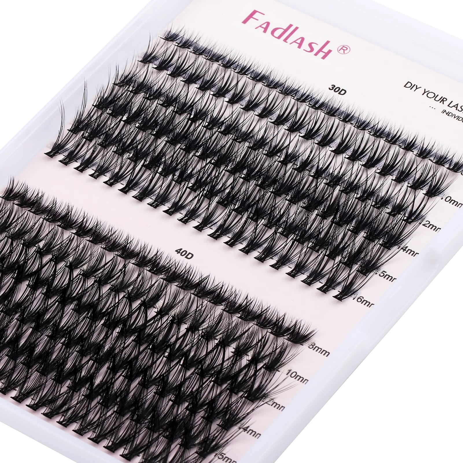 Individual Cluster Lashes Extensions 30D 40D 0.07 D Curl 8-16mm Mixed Trays Extensions 200Pcs Individual Cluster Lashes DIY Eyelash Extensions at Home