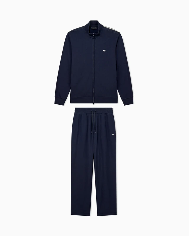 Emporio Armani Men's BASIC TERRY FULL ZIP TRACKSUIT SET Blue S