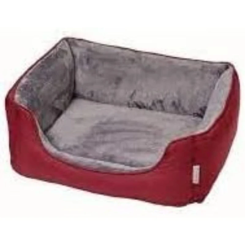 Gor Pets Ultima Dog Bed with Supports - Removable Washable Bed Cover - Linen Calming Dog Bed - Small (48 X 48 X 52 cm) - Wine