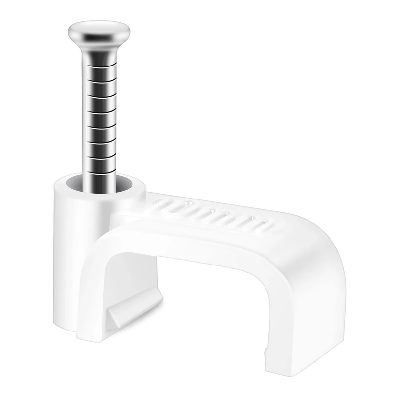 ERKXD Flat Cable Clips White 100 Pcs for Cat6 Cat7 Ethernet Cable Clips to Wall with Steel Nails 10mm 12mm Cord Holder (12mm)