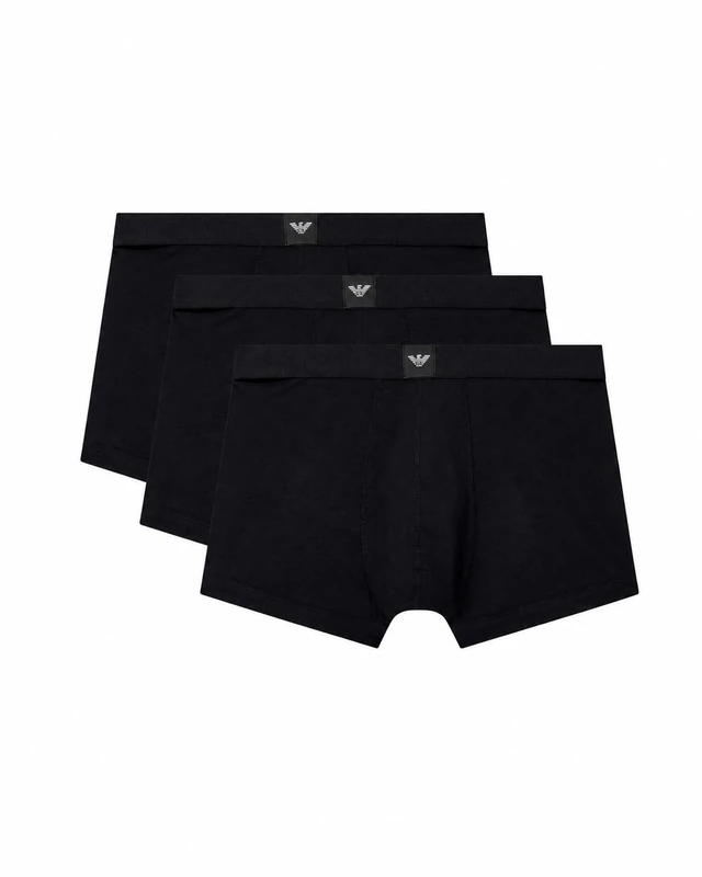 Emporio Armani Men's ESSENTIAL LOGOLABEL 3-PACK TRUNK Black S