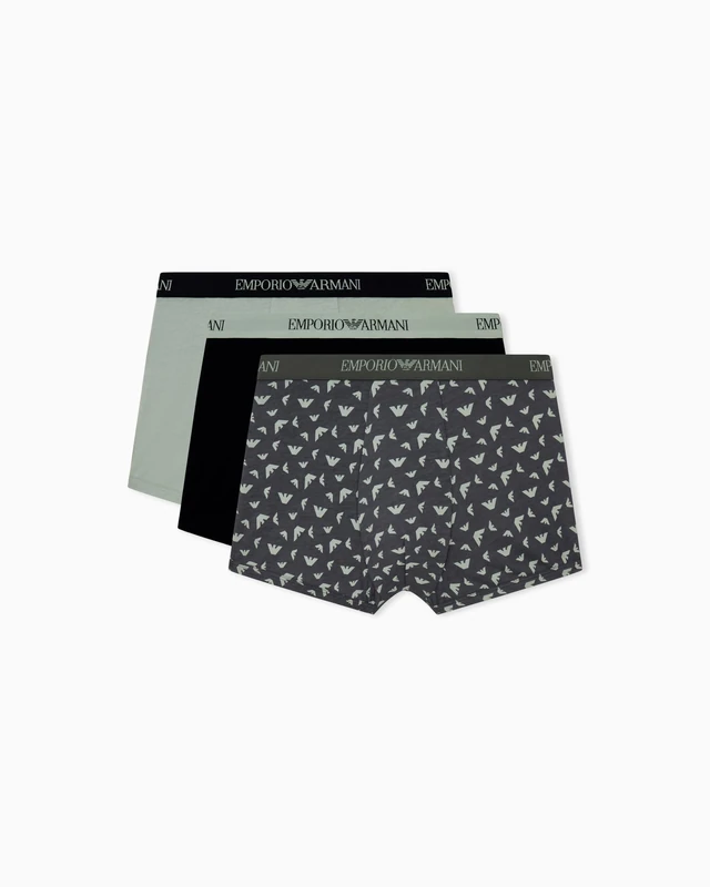 Emporio Armani Men's PURE COTTON 3-PACK TRUNK Black L