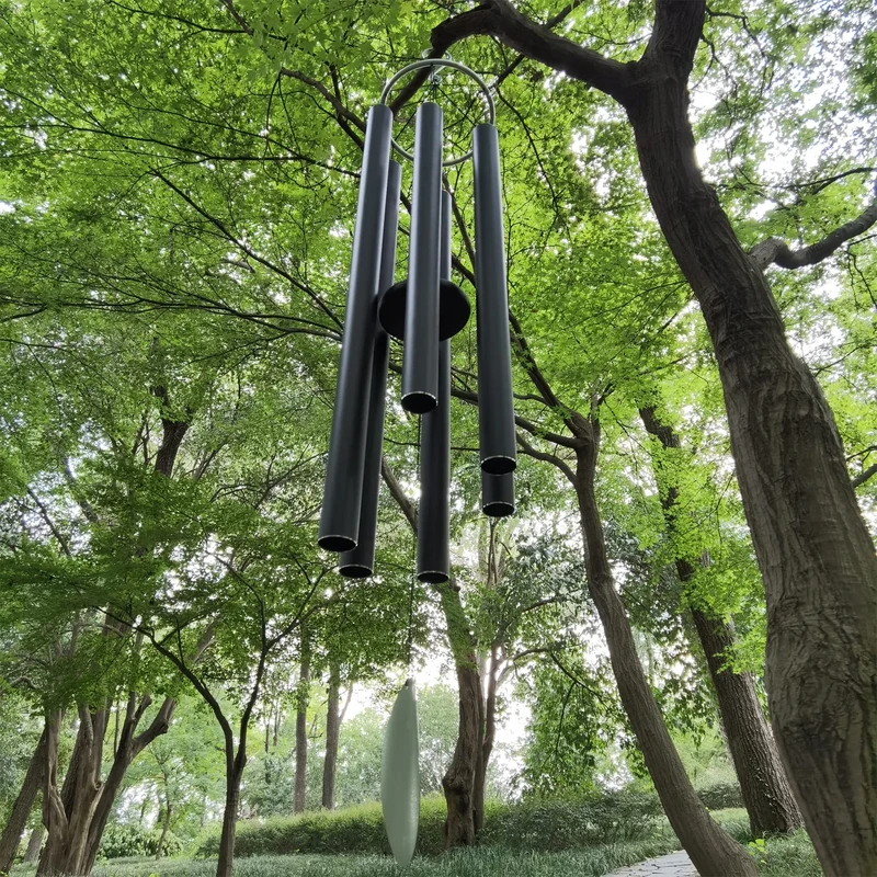 ASTARIN Extra Large Wind Chimes - 66 Inch Deep Tone With 6 Tubes Tuned Relaxing Melody for Outside, Memorial for Mom, Garden Decor, Black