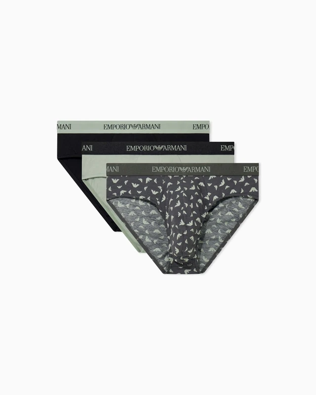 Emporio Armani Men's PURE COTTON 3-PACK BRIEF Black M