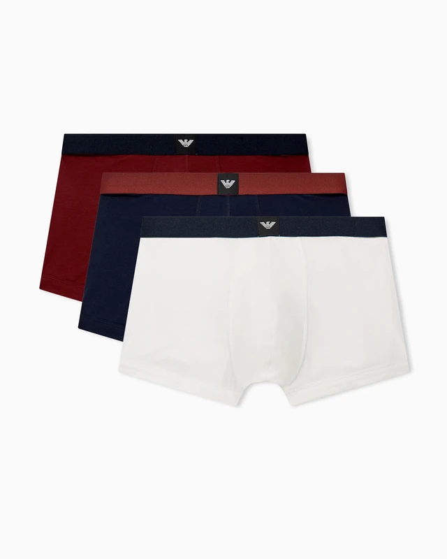 Emporio Armani Men's ESSENTIAL LOGOLABEL 3-PACK TRUNK White M