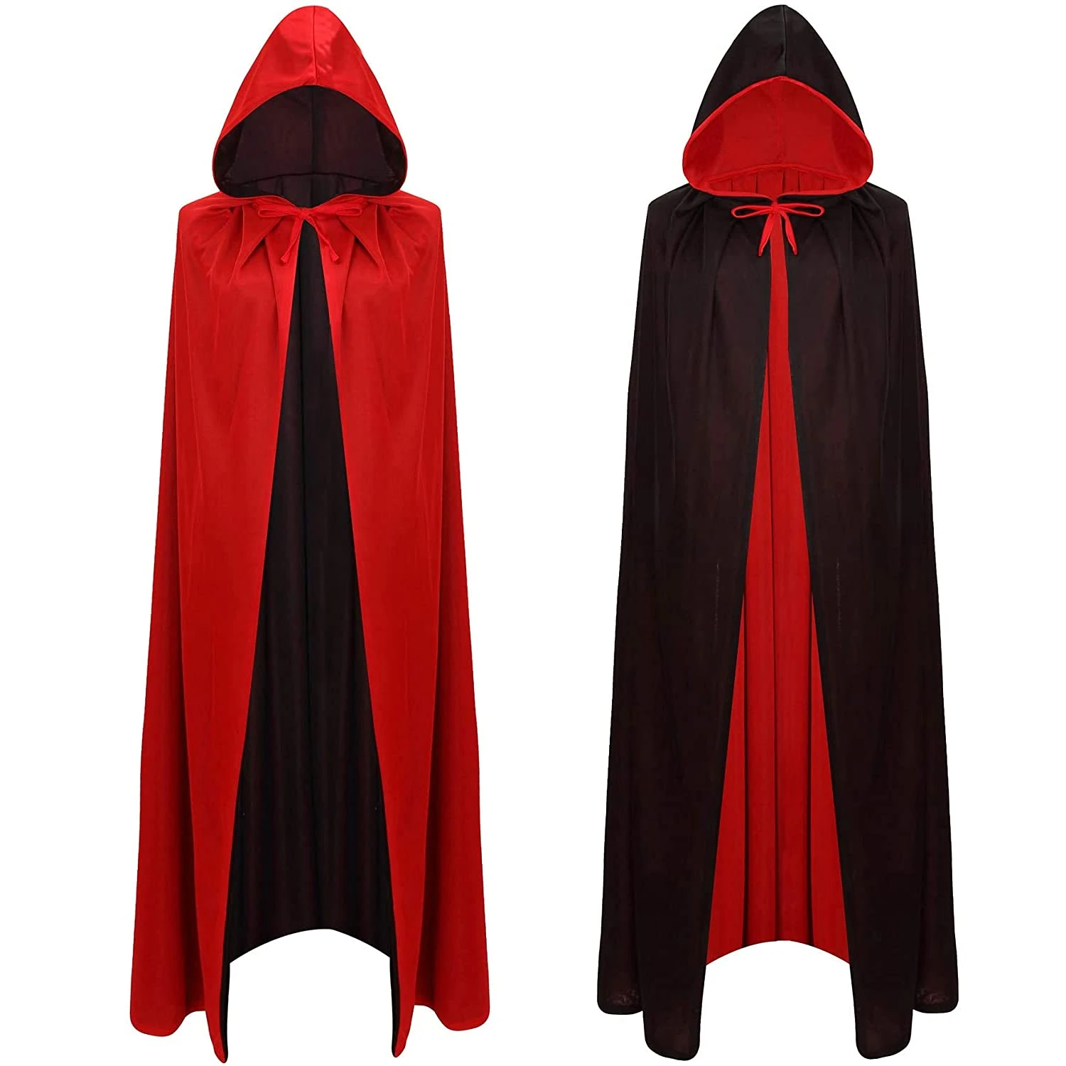 A-SZCXTOP 47.2" Halloween Vampire Cloak Capes,Unisex Reversible Hooded Vampire Witch Cape for Adult or Child Kids,Masquerade Party Cosplay Costumes (M)