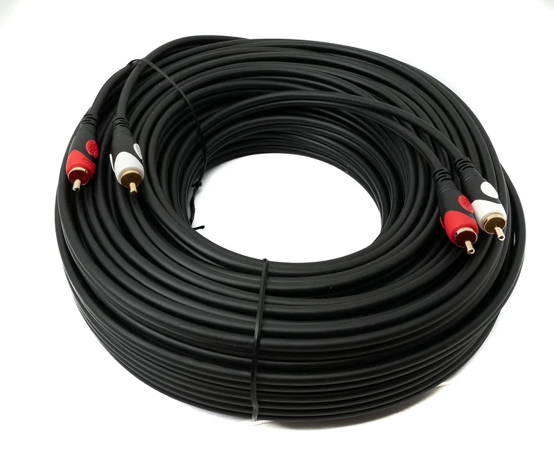System-S RCA 2 RCA Cable 30 m Male to Male Stereo AV Adapter in Black - Image 1