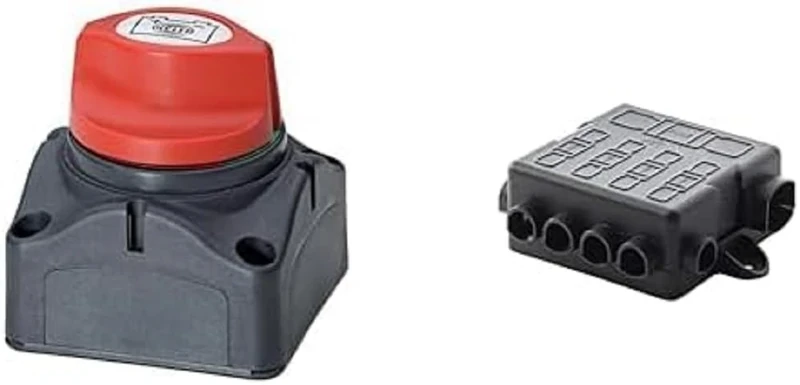 HELLA 6EK 002 843-071 Main Switch, battery - Turn knob control - Number of connectors: 2 - Bolted - Normally Open Contact - Thread Pitch: 1.5mm + 8JD 187 871-041 Fuse Holder
