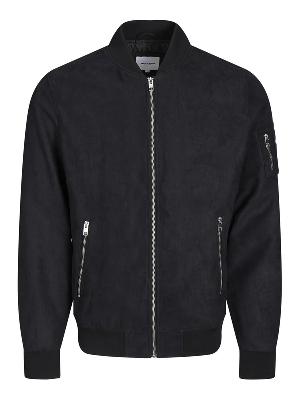 JACK & JONES Mens Faux Suede Bomber Jacket Jet Black XXL