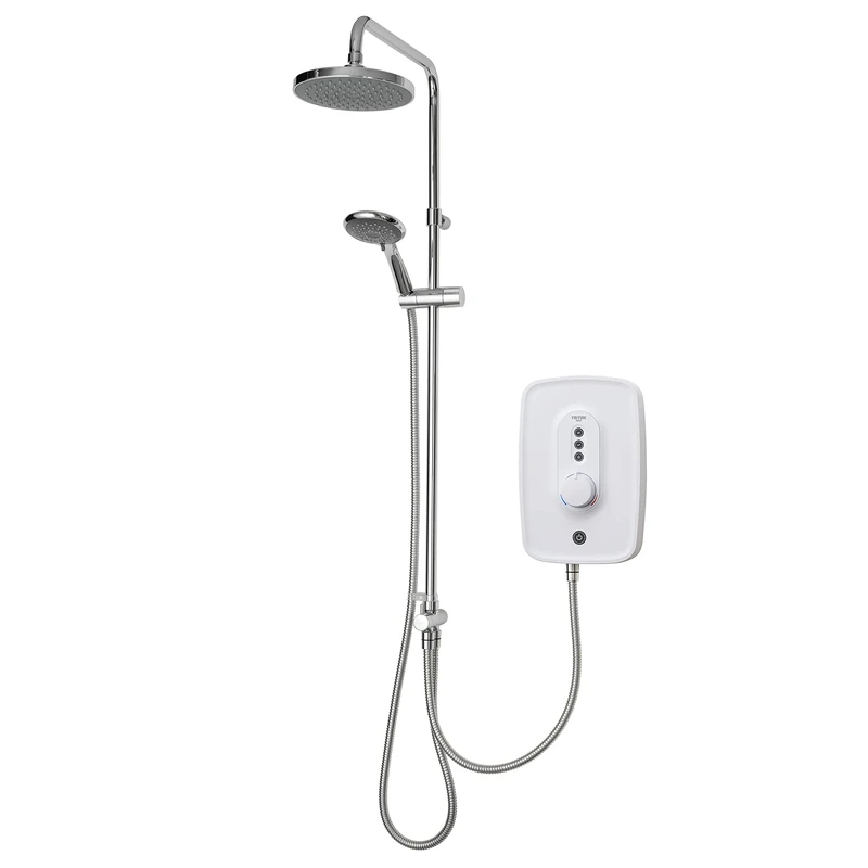 Triton Showers Danzi DuElec | Shower Electric | 9.5 KW I White I Electrical Showers | with Rainfall Showerhead and Anti Twist Hose | Best Electric Shower Units Bathrooms