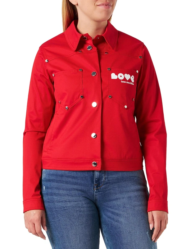 Love Moschino Women's Trucker Jacket - Red, Size 40
