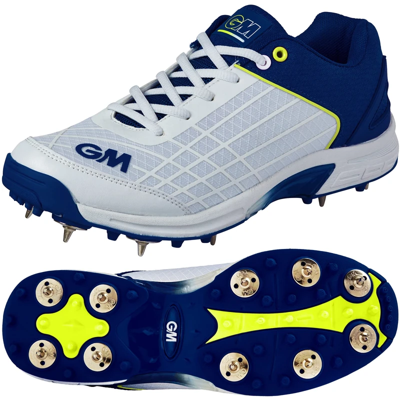 Gunn & Moore GM | Spike Cricket Shoe | Amazon Exclusive | Original | Optimal Grip and Lightweight Feel for All Field Positions | Arch Support | Two-Tone TPU Outsole | Blue | Size UK 13 EU 48