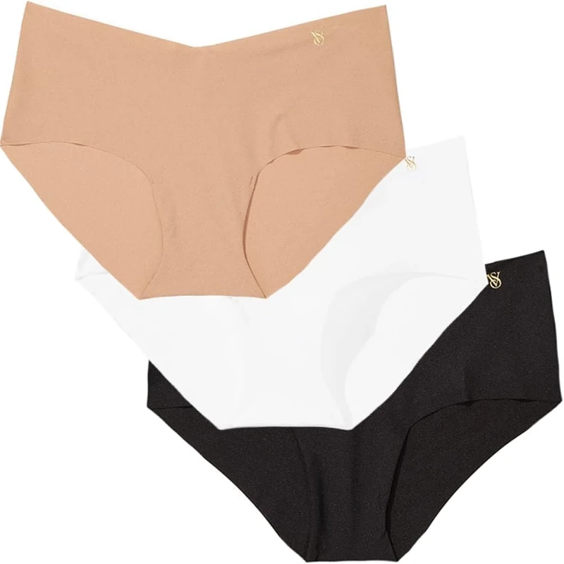 Victoria's Secret 3 Womens Hiphuggers Seamless Panties, Nude 1, Large