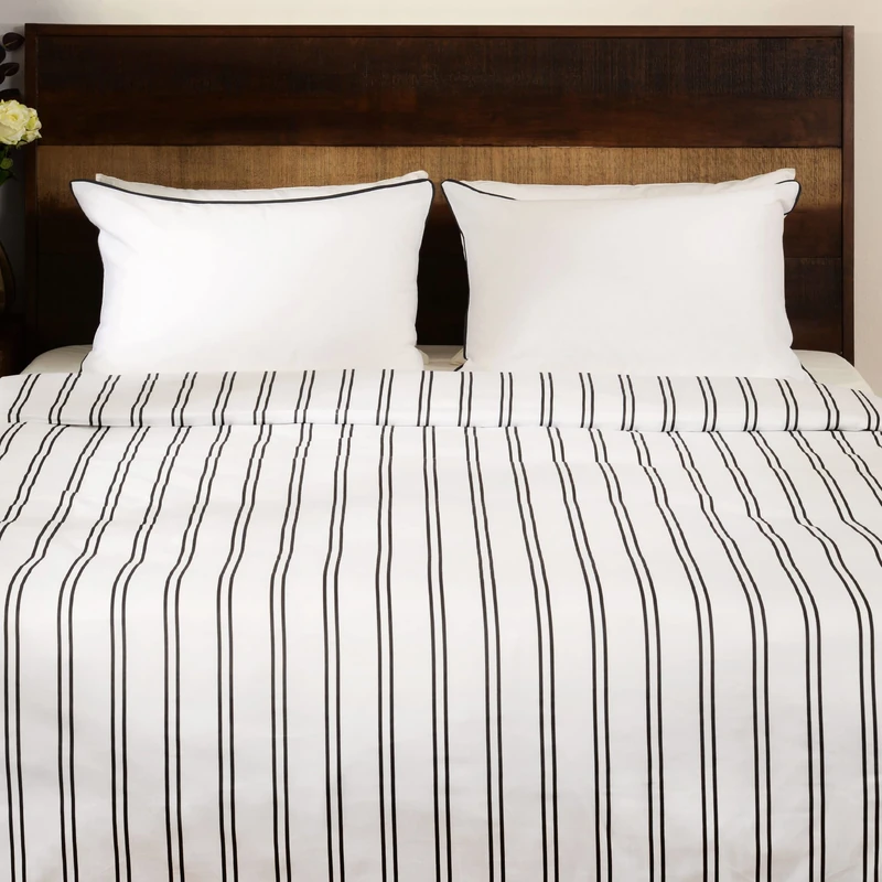 Deco Mex Satin cotton, white, anthracite, 4 pieces, 200TC, 200 x 220 cm - Image 1