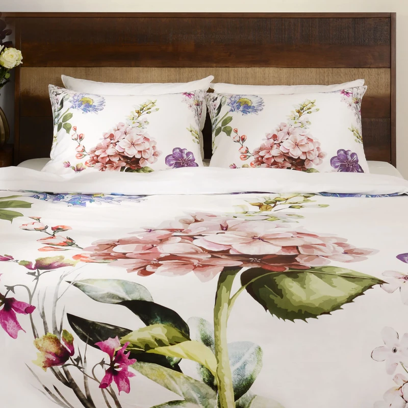 Deco Mex Satin Cotton, White, Multicoloured, 4 Pieces, 200TC, 200 x 220 cm