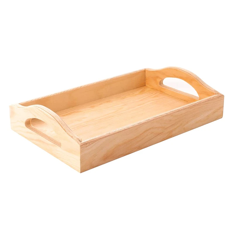Rectangular pine wood tray 40x30x6 cm.