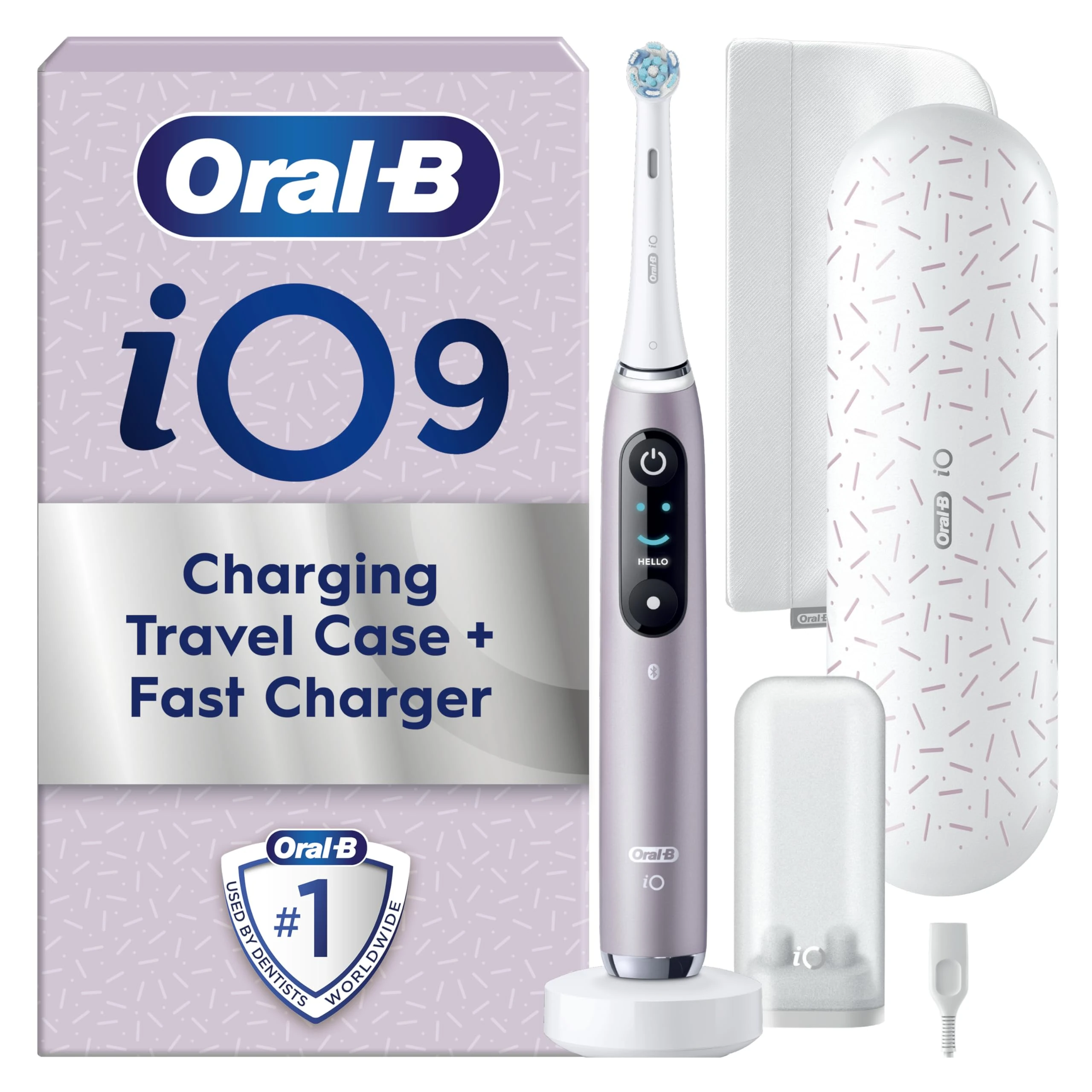 Oral-B iO9 Electric Toothbrushes For Adults, App Connected Handle, 1 Toothbrush Head, Charging Travel Case & Magnetic Pouch, 7 Modes, 2 Pin Plug, Special Edition