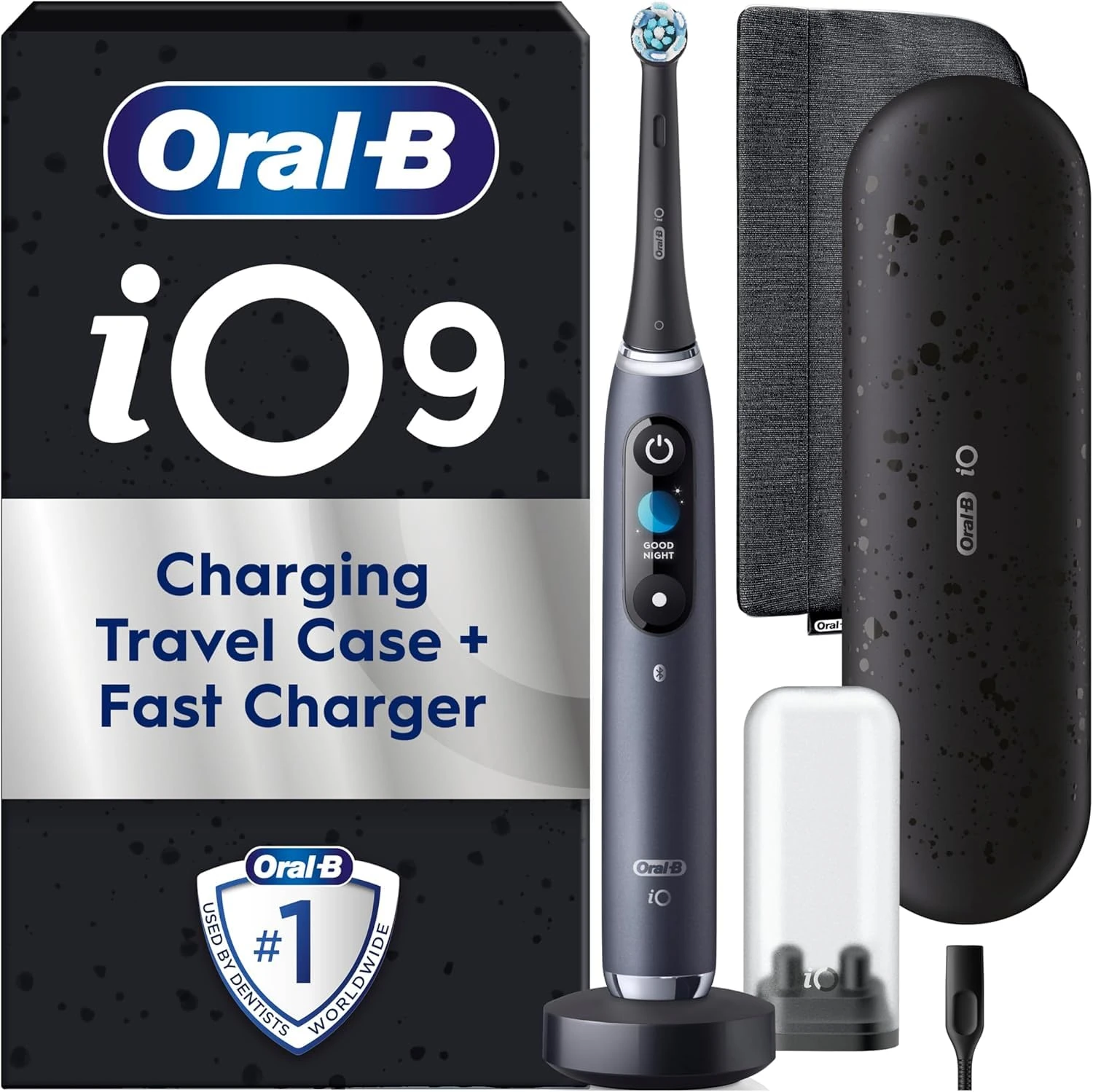 Oral-B iO9 Electric Toothbrushes For Adults, App Connected Handle, 1 Toothbrush Head, Charging Travel Case & Magnetic Pouch, 7 Modes, 2 Pin Plug, Special Edition