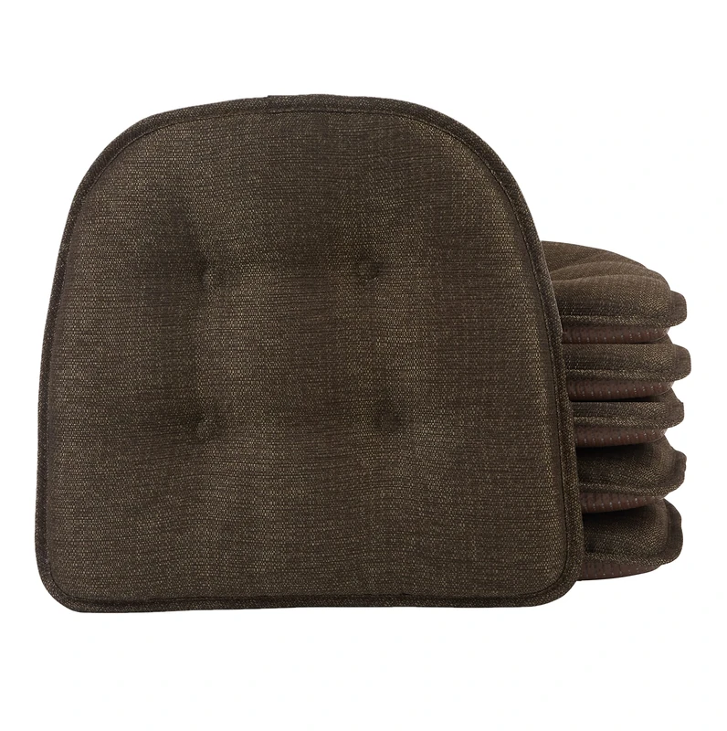 Klear Vu Omega Gripper Tufted Furniture Safe Non-Slip Dining Chair Cushion, 6 Pack, Chestnut 6 Count