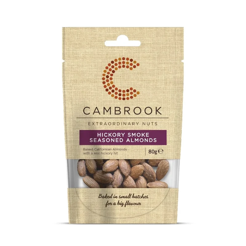Cambrook - Hickory Smoke Seasoned Almonds, 80g Bag