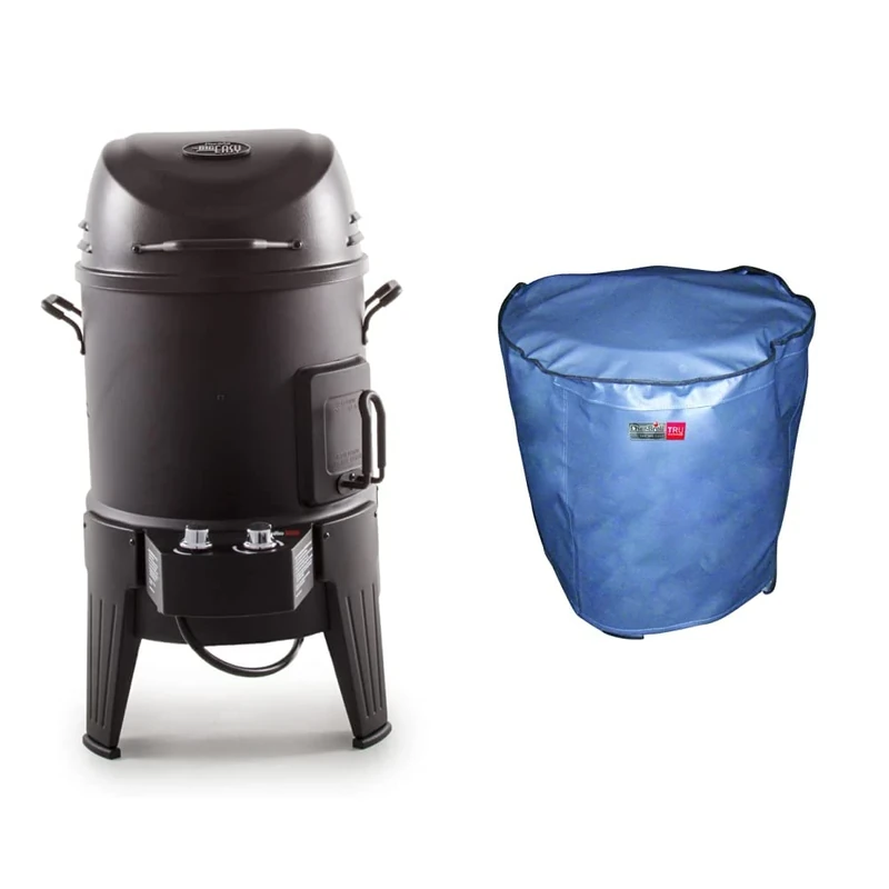 Char-Broil The Big Easy® - Smoker, Roaster and Grill with TRU-Infrared™ technology, Black Finish. & 140 506 - 'The Big Easy' Cover, Grey.