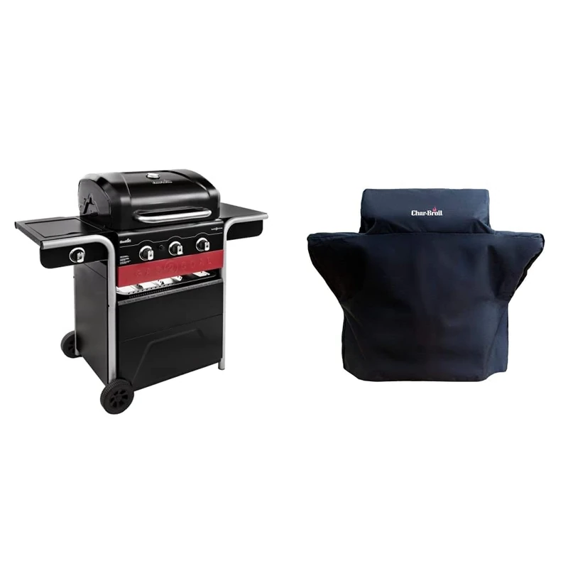 Char-Broil Gas2Coal Hybrid Grill - 3 Burner Gas & Coal Barbecue Grill, Black Finish & 140 004 - Premium 3 Burner Gas Barbecue Grill Cover, Black.