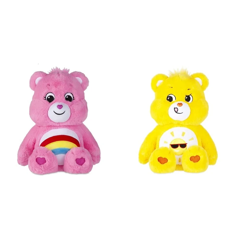Care Bears 22061 14 Inch Medium Plush Cheer Bear, Collectable Cute Plush Toy, for Kids Aged 4 + & Care Bears 22087 14 Inch Medium Plush Funshine Bear, Collectable Cute Plush Toy, for Kids Aged 4+