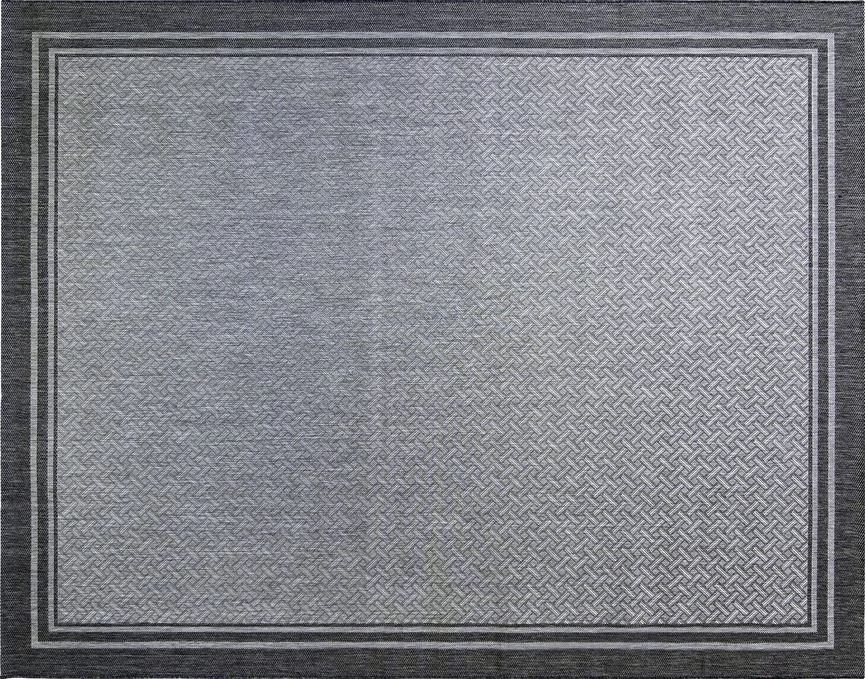 Gertmenian 21971 Outdoor Rug Freedom Collection Simple Bordered Theme Smart Care Deck Patio Carpet, 8x10 Large, Border Steel Gray Silver