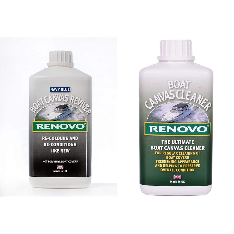 Renovo Boat Canvas Reviver/Navy Blue 1 Litre & RBCC 1131 Boat Canvas Cleaner 500ml, neutral