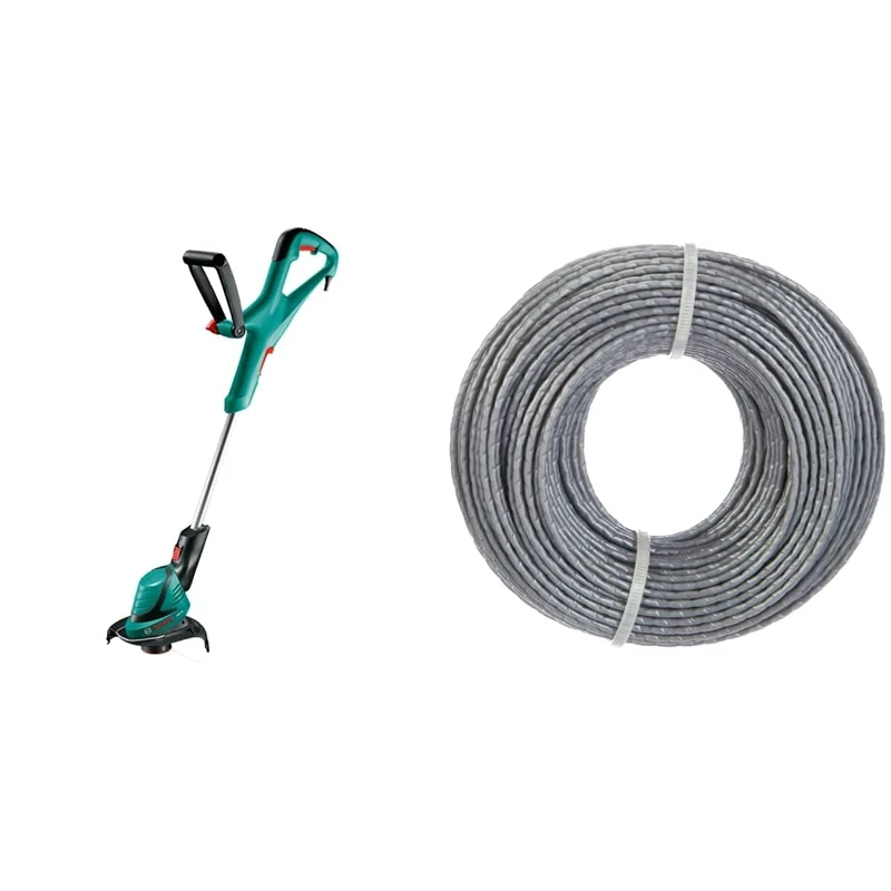 Bosch 06008A5870 ART 24 Electric Grass Trimmer, Cutting Diameter 24 cm & Bosch F016800462 Replacement 24 m x 1.6 mm Spool Thread for ART 30-36, ART 24, ART 27 and ART 30