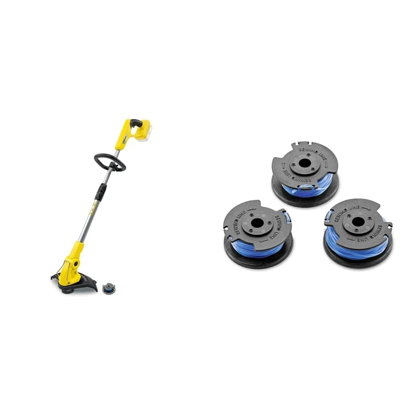 Kärcher 18V Battery-Powered Grass Trimmer LTR 18-30 Battery Set, Incl. 18V Battery and Fast Charger & 2.444-016.0 Grass Trimmer Spool (3 Pack) - LTR Accessory, Black