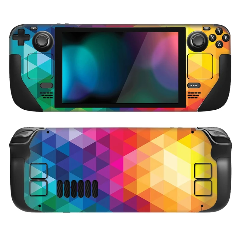 playvital Full Set Protective Skin Decal for Steam Deck LCD, Custom Stickers Vinyl Cover for Steam Deck OLED - Colorful Triangle