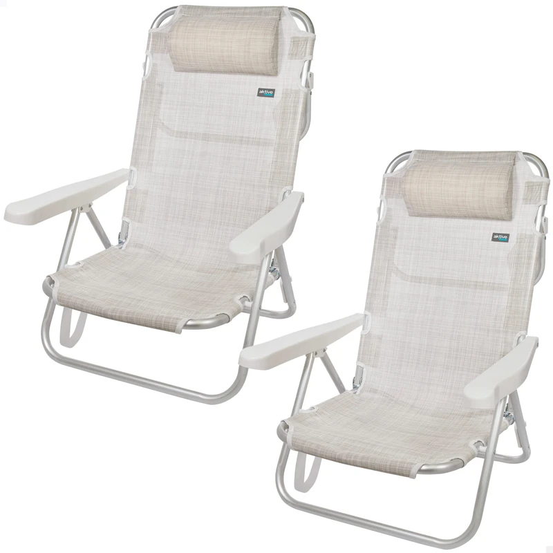 AKTIVE 62254 - Set of 2 chairs pleg ALU 5pos 60x47x83cmc/cushion+handle-Ibiza