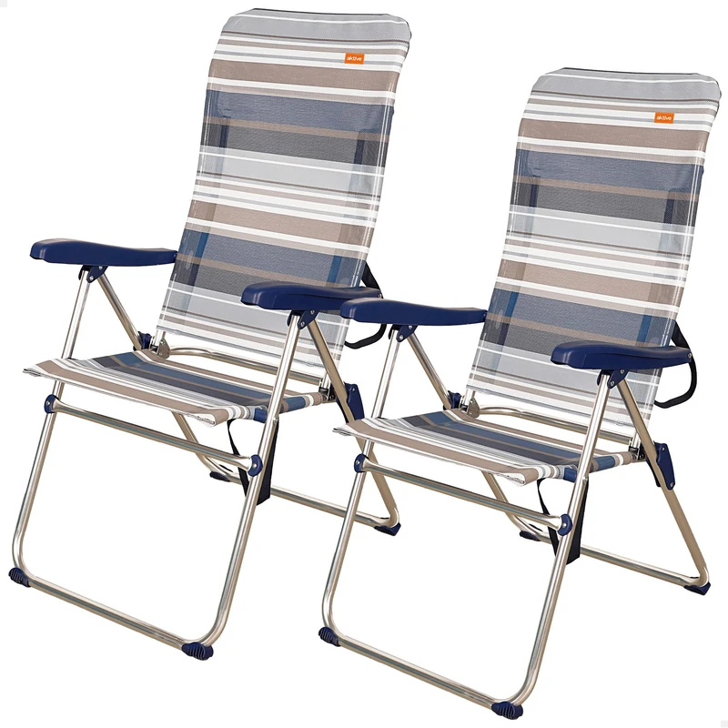AKTIVE Set 2 Chairs Pleg ALU 5pos 61x66x108cmc/handle-mykonos