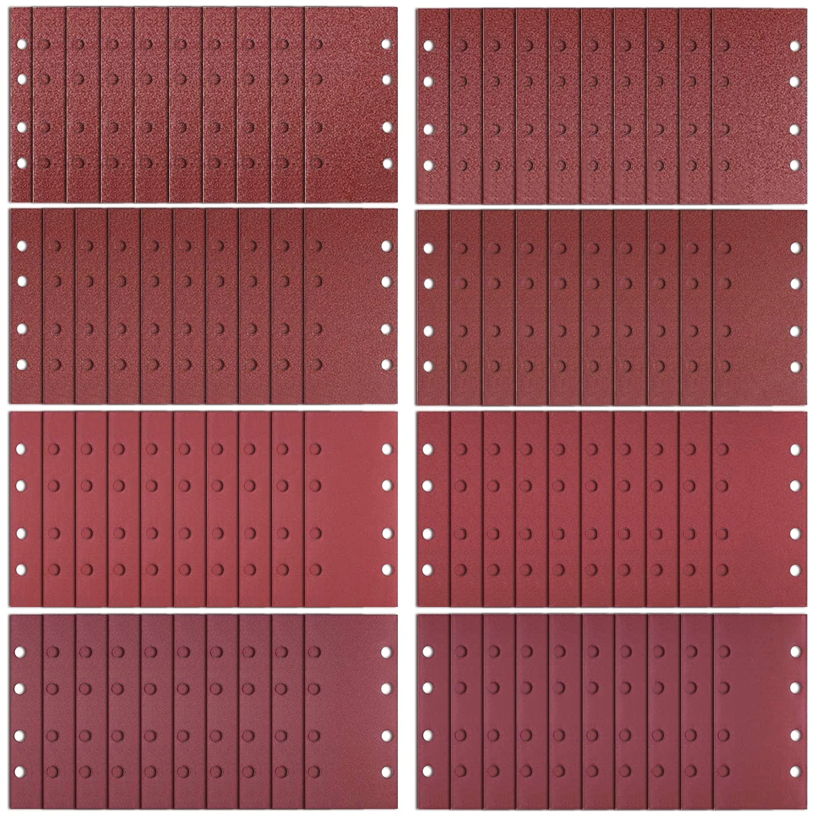 80 Pieces Sanding Sheets, 93 x 185 mm Hook and Loop Paper With 8 Holes for Electric Sander - Assorted 40/60/80/120/180/240/320/400 Grits Pads for Bosch Sander