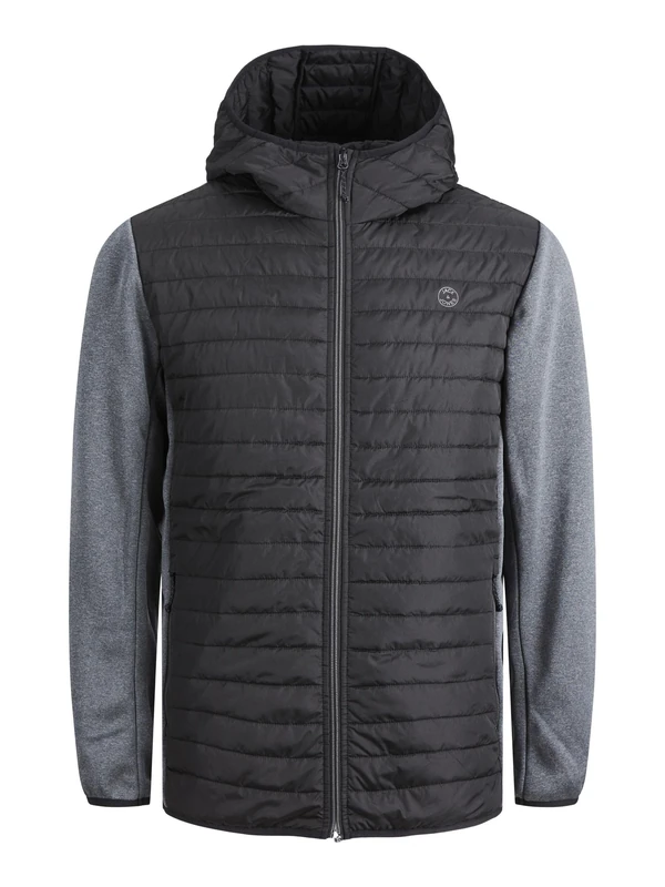 JACK & JONES Male Hybrid Jacket, Black Grey Melange Sleeve, XS