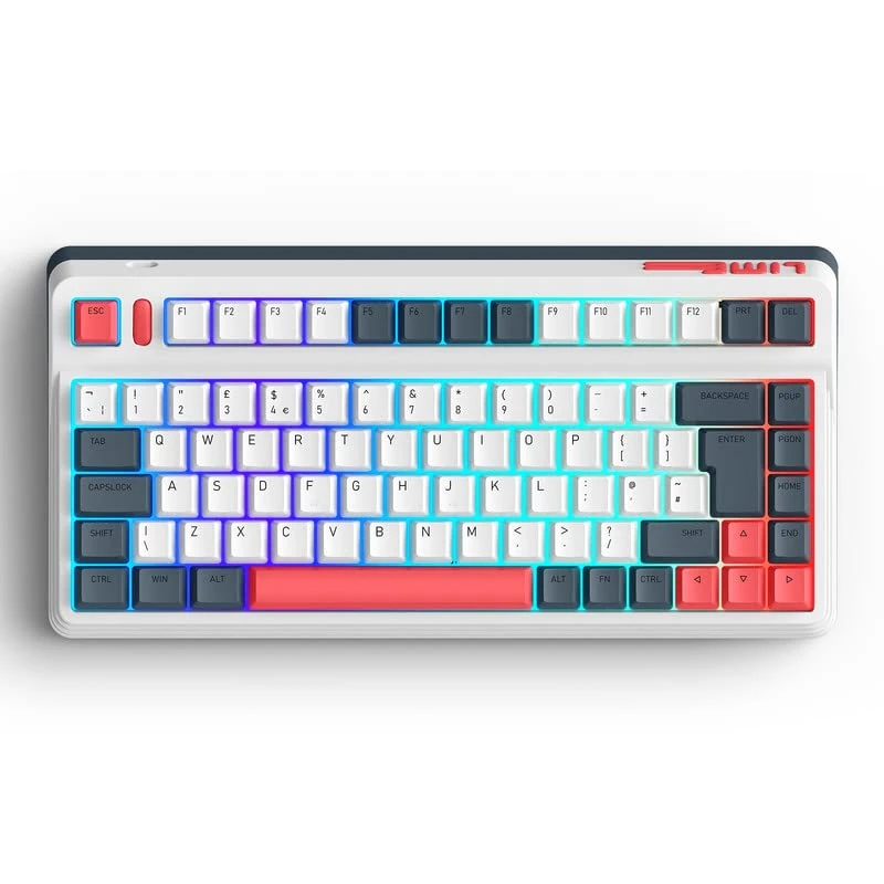 iQunix L80 FORMULA Mechanical Keyboard(UK LAYOUT), TKL Wireless 2.4GHz/Bluetooth 5.0/Wired Type-C Gaming Keyboard with 84 Keys RGB Backlit, PBT Keycaps Hot-Swappable Cherry MX Browns