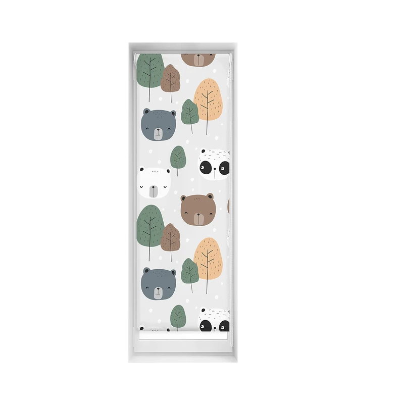 Blindecor Easy Blackout Roller Blind, No Drilling Required, Digital Print, Bear, 50 x 150 cm (width x height), Fabric Size 47 x 145 cm, Thermal Roller Blind