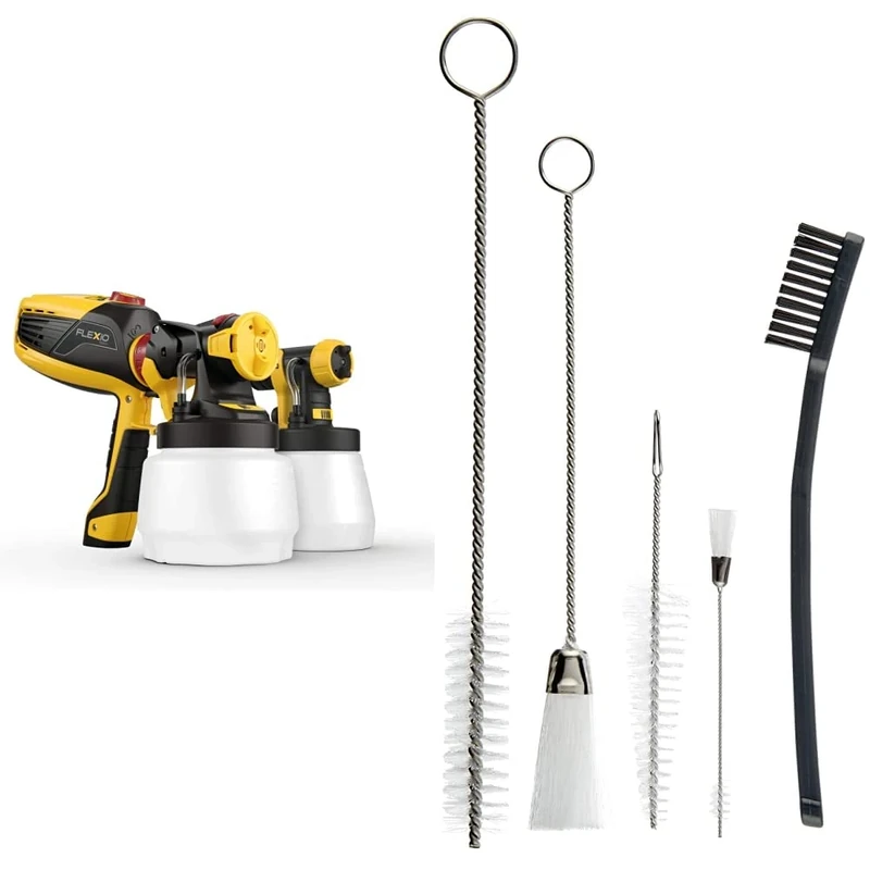 WAGNER W 590 FLEXiO Paint Sprayer for Latex & Dispersion Paints, 5-Piece Spray Gun Cleaning Kit, Black, Handheld, Plastic