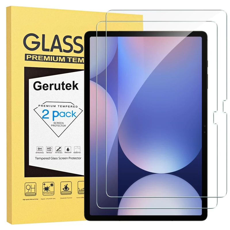 Gerutek Screen Protector for Samsung Galaxy Tab S10 Plus/ S9 FE Plus/ S9 Plus/Tab S7 FE/Tab S8 Plus/S7 Plus, Tempered Glass Film Compatible S pen [Ultra Clear][Anti Scratch] for Tab S10+ 12.4 inch