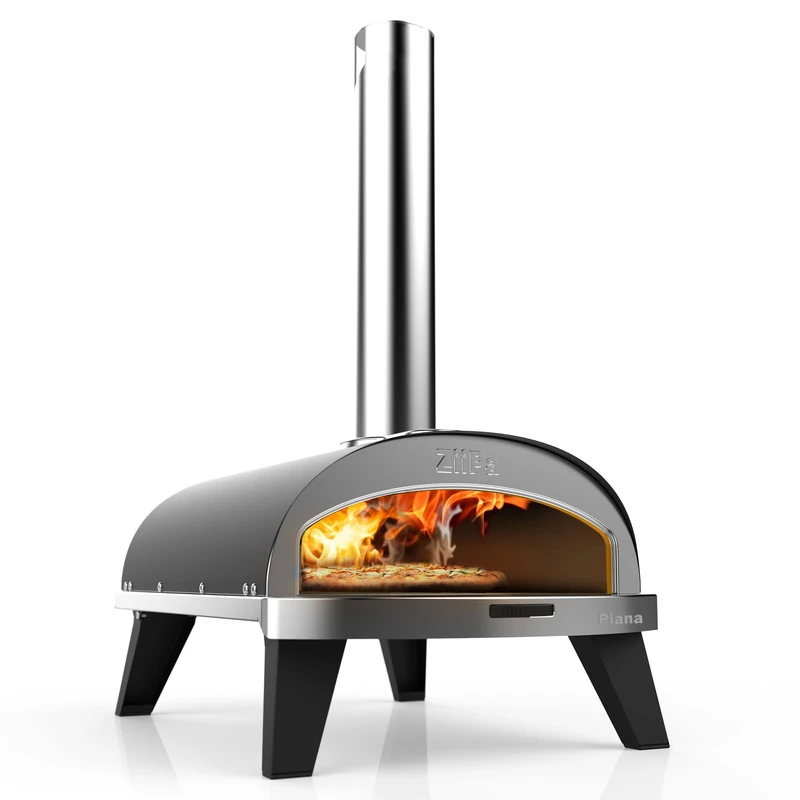 ZiiPa Piana Compact Outdoor Pizza Oven Wood Fire 360° Rotating Tray Built-in Thermometer Anthracite