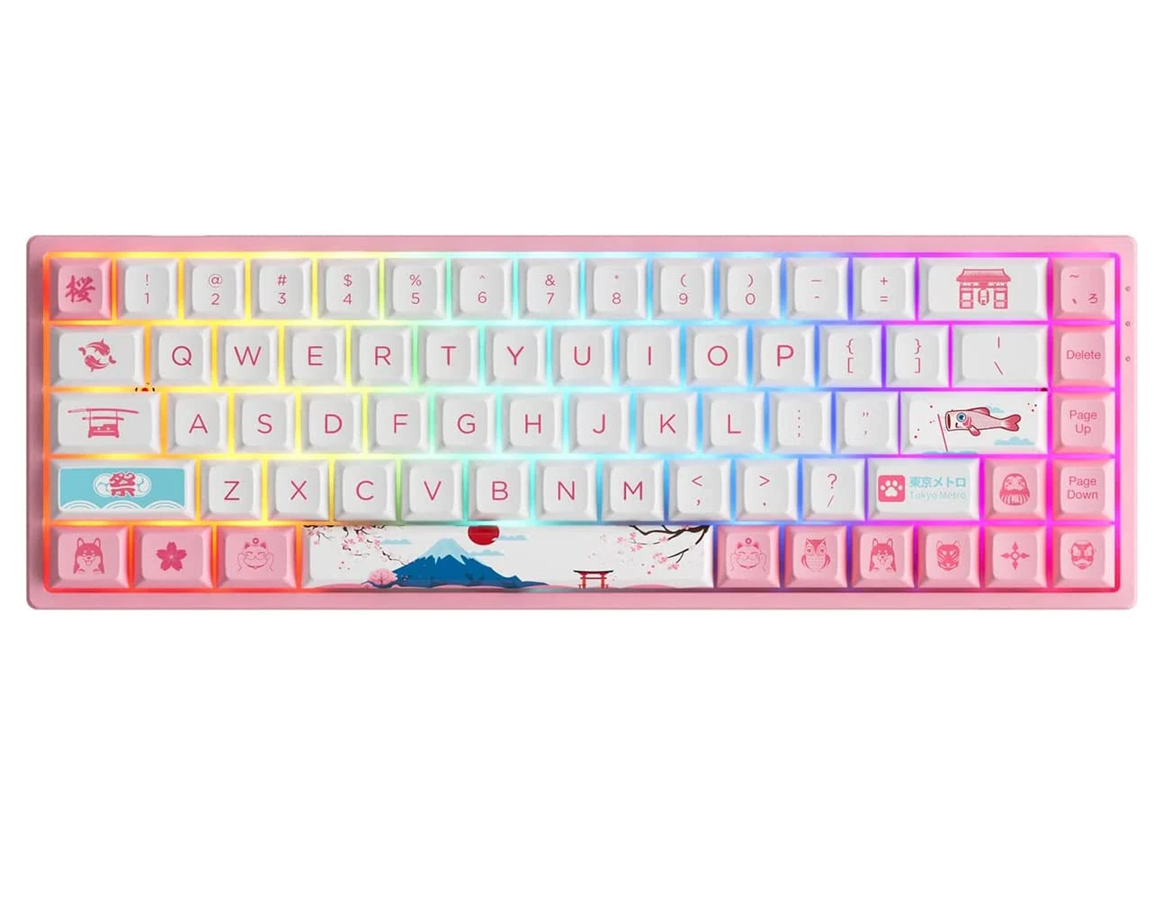 Akko 3068B Plus Tokyo RGB Mechanical Gaming Keyboard, Multi Modes (BT5.0/2.4Ghz/Type C) Wireless Keyboard with 5 Pin Hot Swap, PBT Dye-Sub OSA Keycaps, Programmable Macros (Linear Switch)