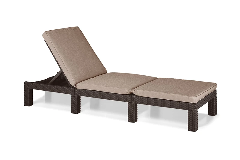 Allibert by Keter Daytona Deluxe Outdoor Garden Sun lounger - Brown with Taupe Cushion