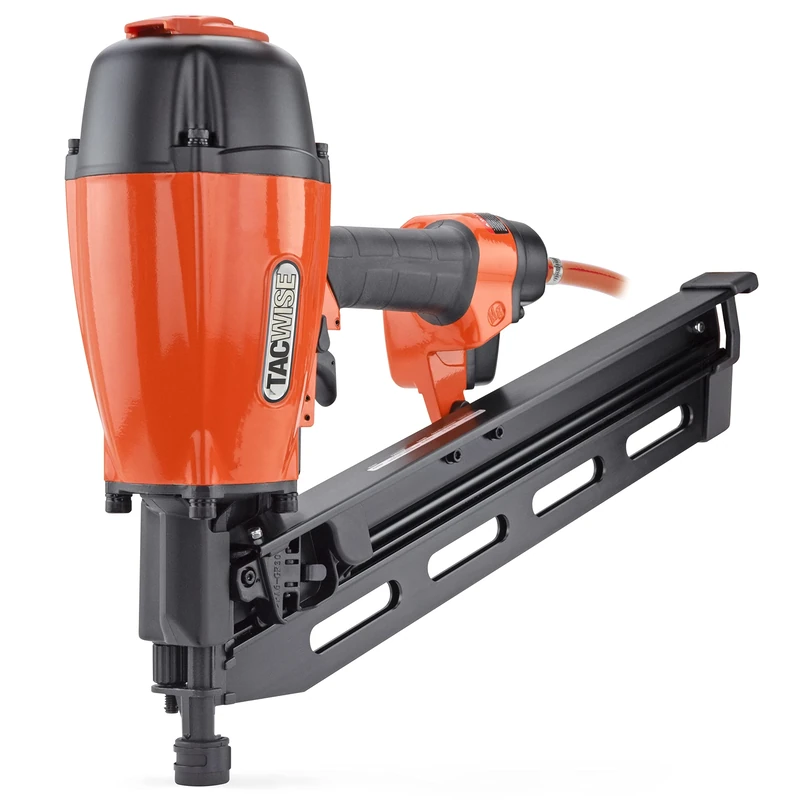 TACWISE KSN90V Angled Air Strip Nail Gun, Uses Plastic Collated Strip Nails, 50-90mm, 21° Inclined, Orange & Black