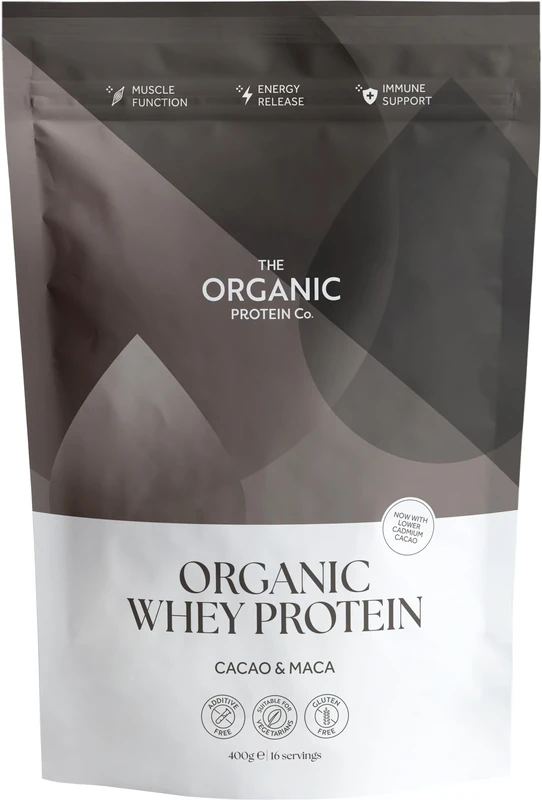 The Organic Protein Co. – Chocolate Organic Whey Protein Powder | No Additives, Undenatured, Bioactive, UPF Free, No Emulsifiers, Primarily Grass Fed, Vegetarian, Gluten Free - 1.2kg