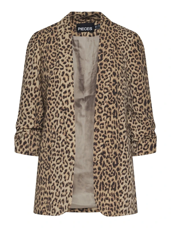 PIECES Womens Pcboss 3/4 Printed Noos Blazer, Natural/AOP: Leo, L UK