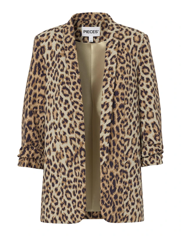 Pieces Womens Pcbosella 3/4 Printed Noos Blazer, Natural/AOP: Leo, M UK