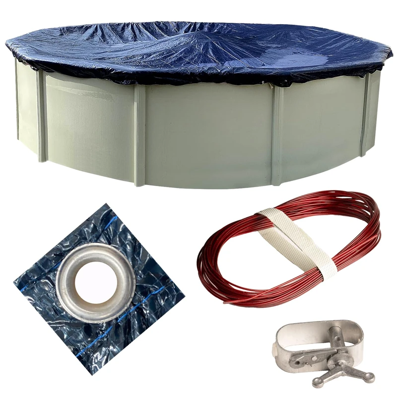 Winter Block 24’ ft. Premium Round Pool Winter Cover for Above Ground Pools – 10-Year Warranty, Cold and UV Resistant, Weatherproof and Durable, Winch & Cable Included